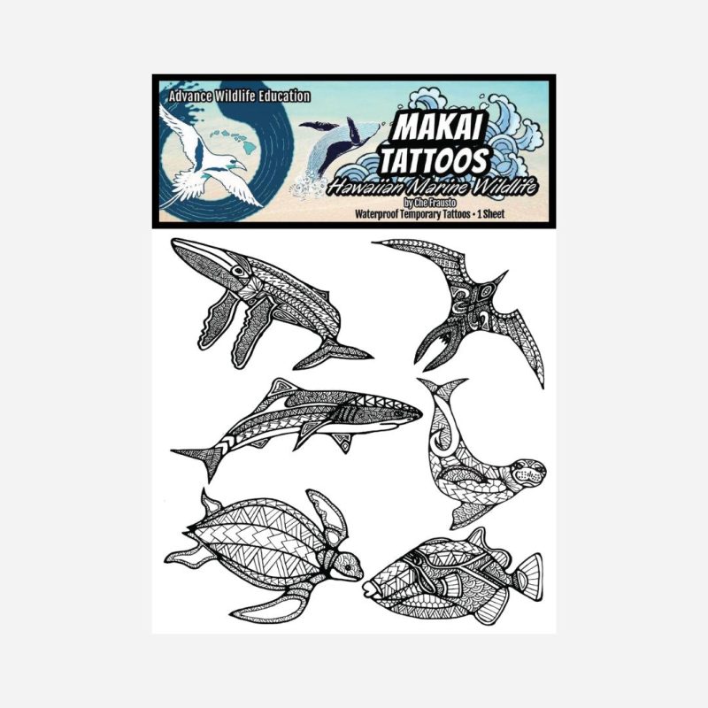 AdvanceWildlifeEducation BlackTemporaryTattoos OceanAnimals