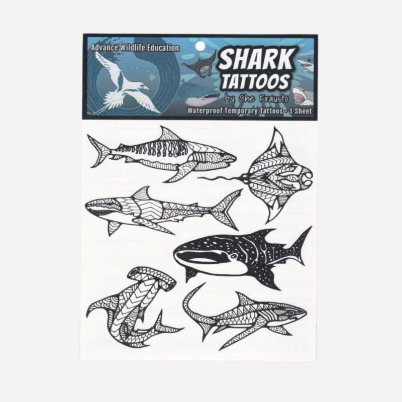 AdvanceWildlifeEducation BlackTemporaryTattoos Sharks